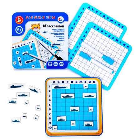 Магнитная игра "Морской бой" в жестяной коробке KOR-03585